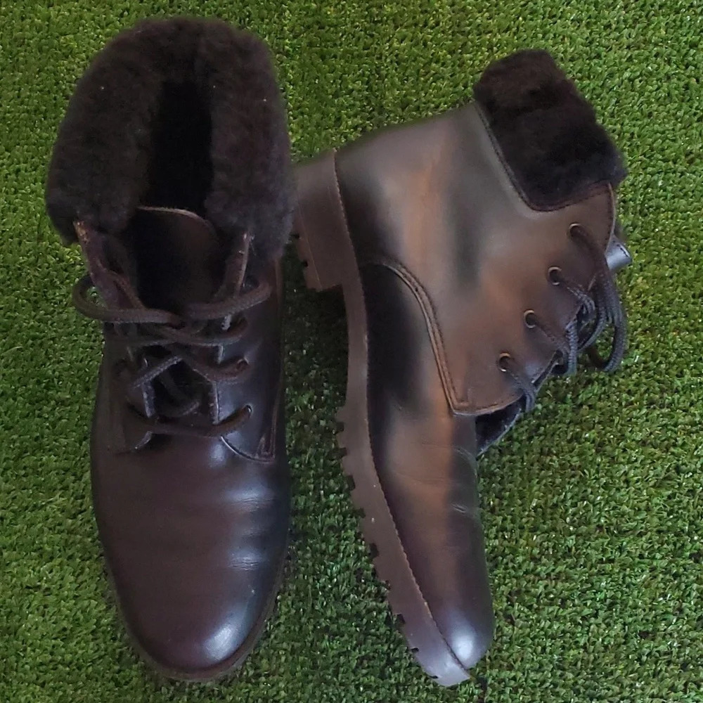 Boston Accent Womens Leather Upper Boots with Faux Fur